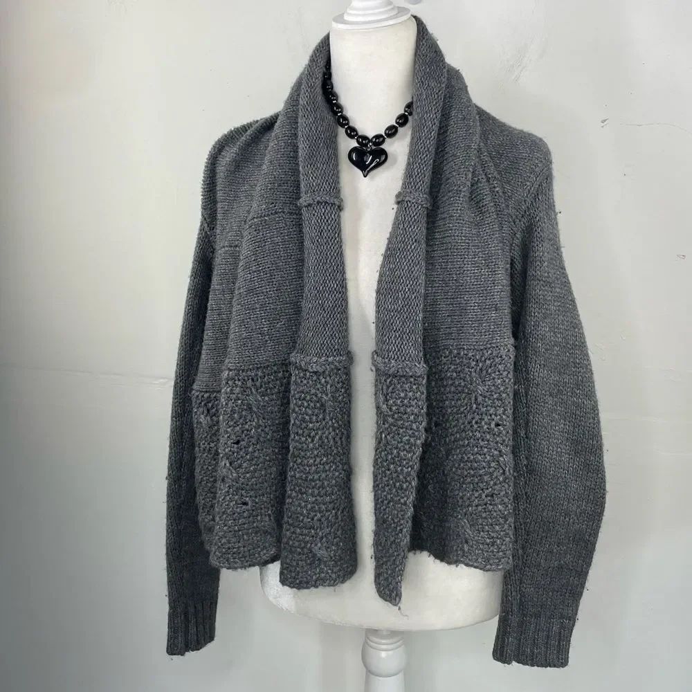 Vince Gray Open Front Chunky Knit Cardigan Sweater Alpaca blend size Medium